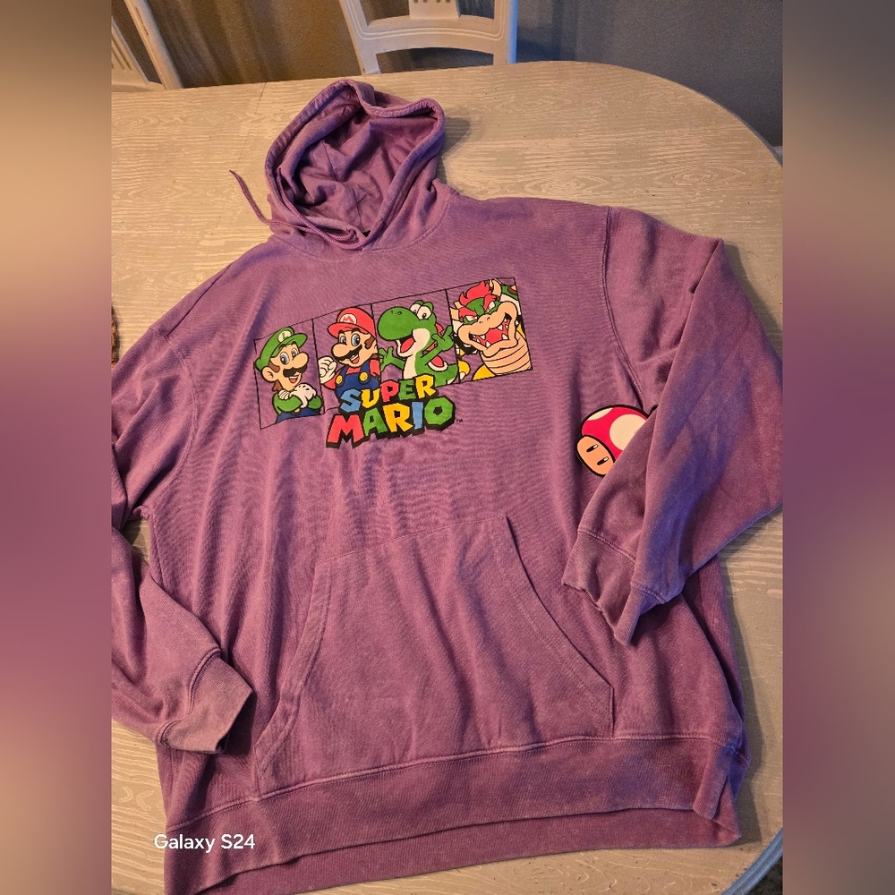 Nintendo Purple Hoodie Super MARIO sweatshirt NEW MENS XL